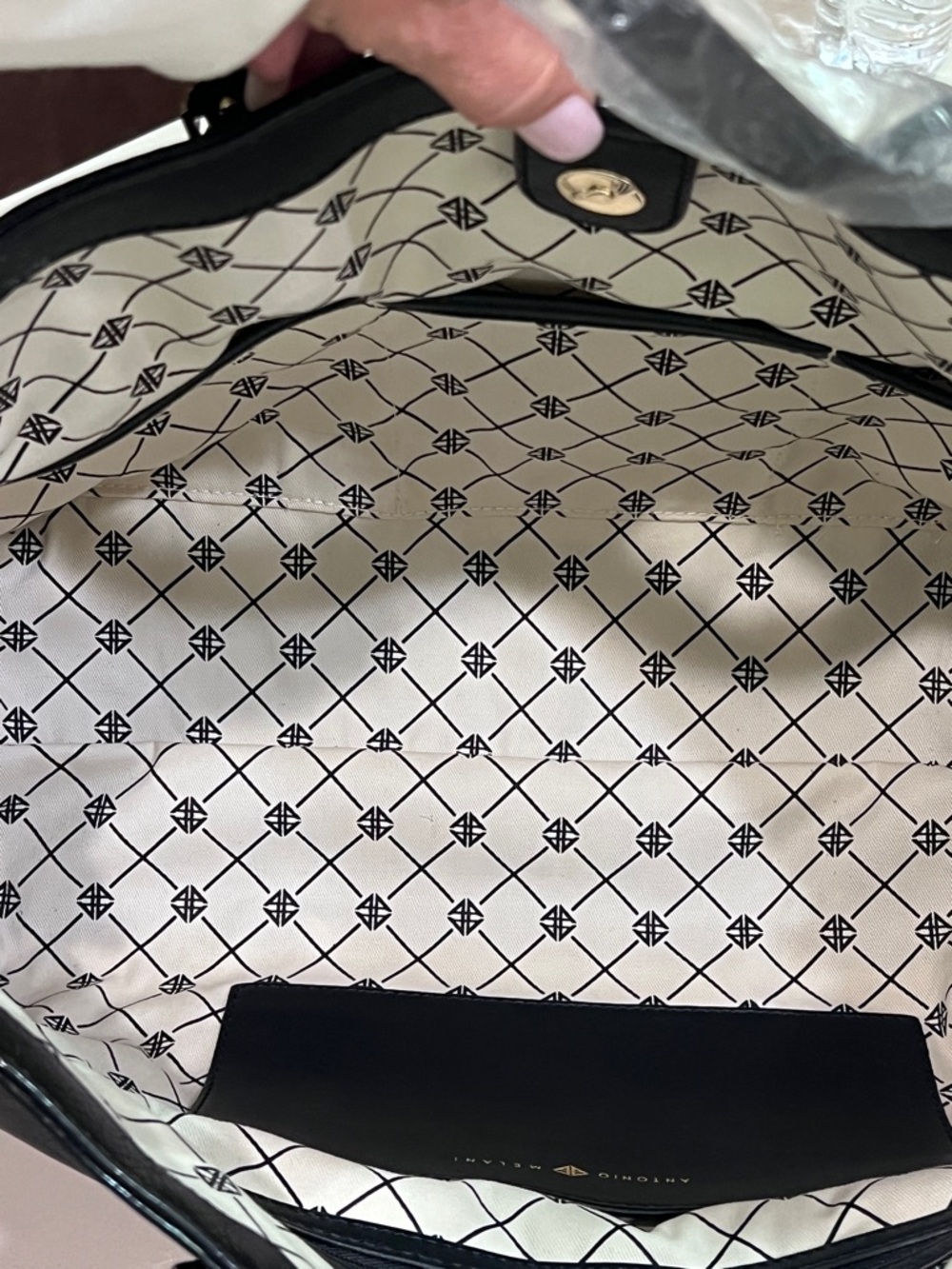 Genuine Leather Black Tote Bag by Antonio Melani - Picture 5 of 8